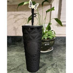 *NWT* Starbucks Midnight Glow-in-the-Dark Cold Cup with Moth Straw Topper 24 oz